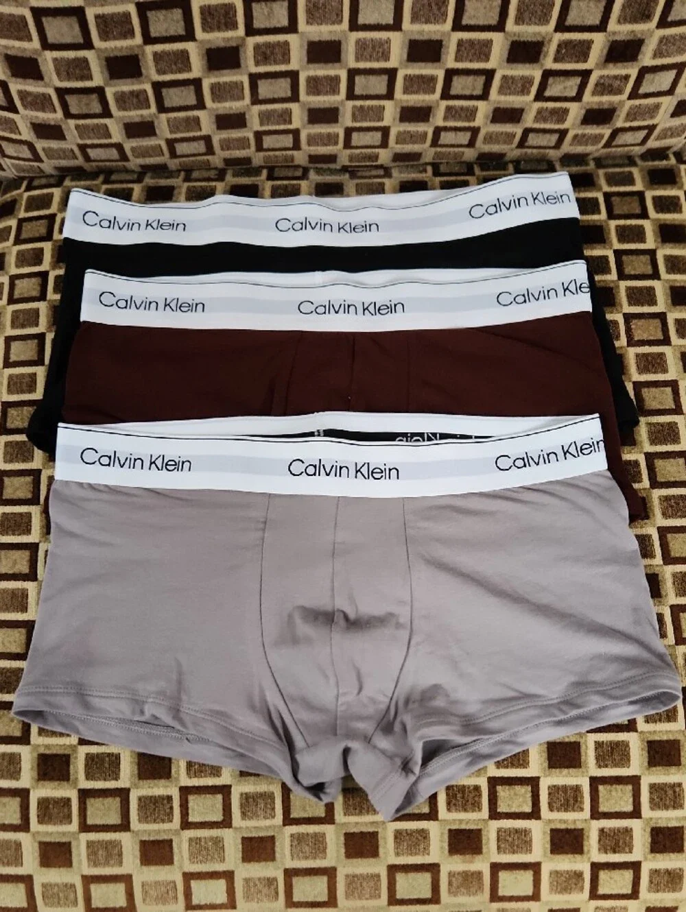 New Calvin Klein Boxer Briefs Trio - Gray, Maroon, Black Sz Med